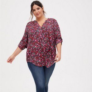 Torrid Harper Tunic 3/4 Sleeve Floral Print Top